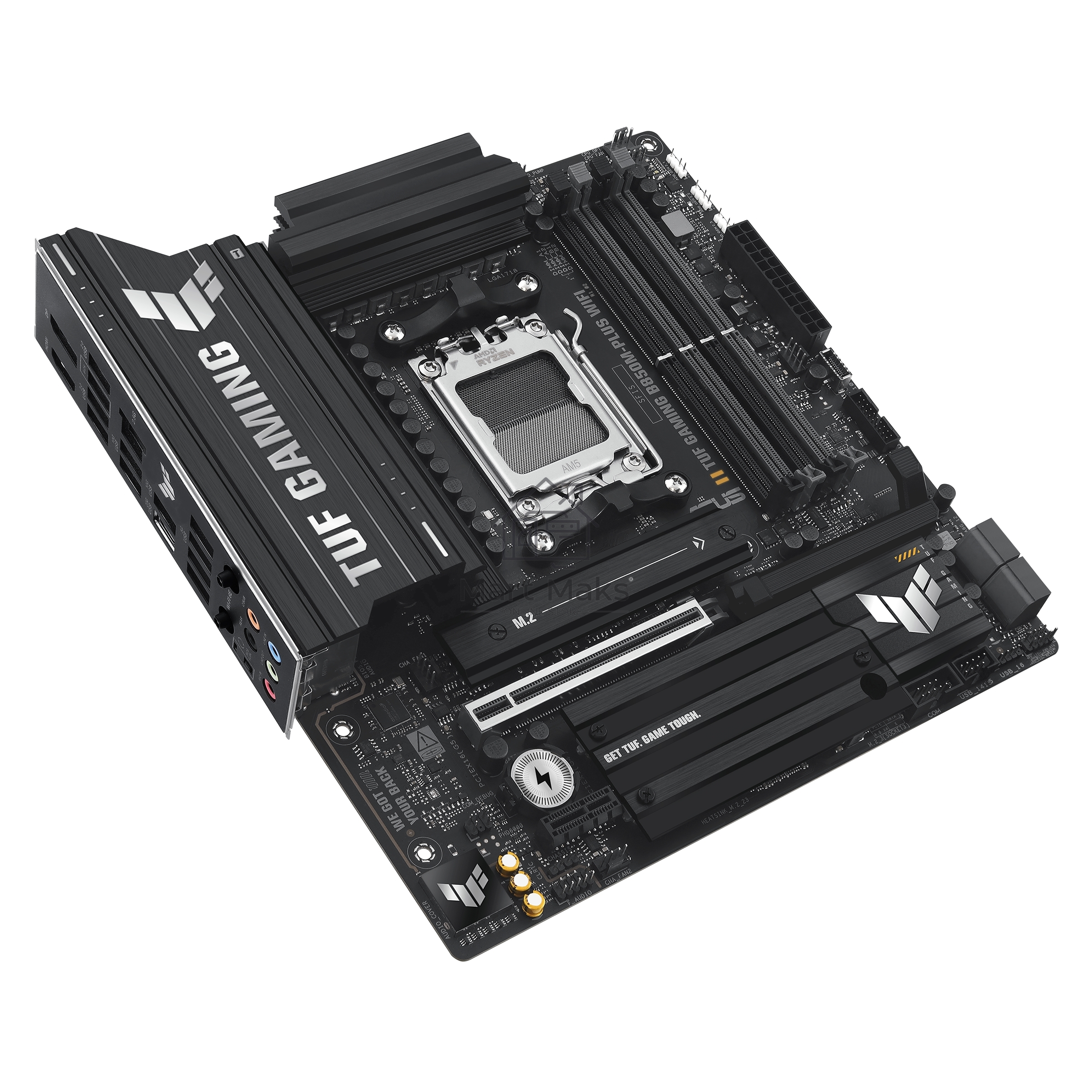 Материнская плата ASUS TUF GAMING B850M-PLUS WIFI, AM5, AMD B850, 4xDDR5, 4xSATA, 3xM.2, 1xPCIe 4.0 x16, 1xHDMI, 1xDP, 1x 2.5Gb LAN, 1xUSB-C 20Gbps, 3xUSB-A 10Gbps, 4xUSB-A 5Gbps, 4xUSB-A 2.0, 7.1, micro-ATX