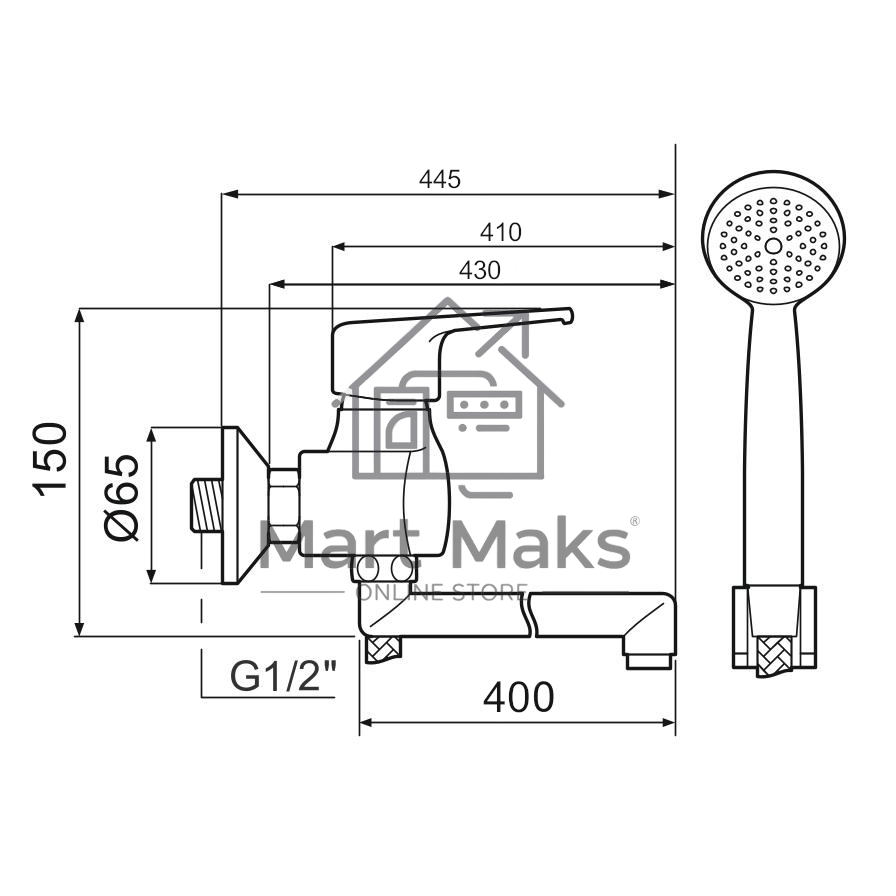 SL50-006E-1 Смеситель для ванны, ø40