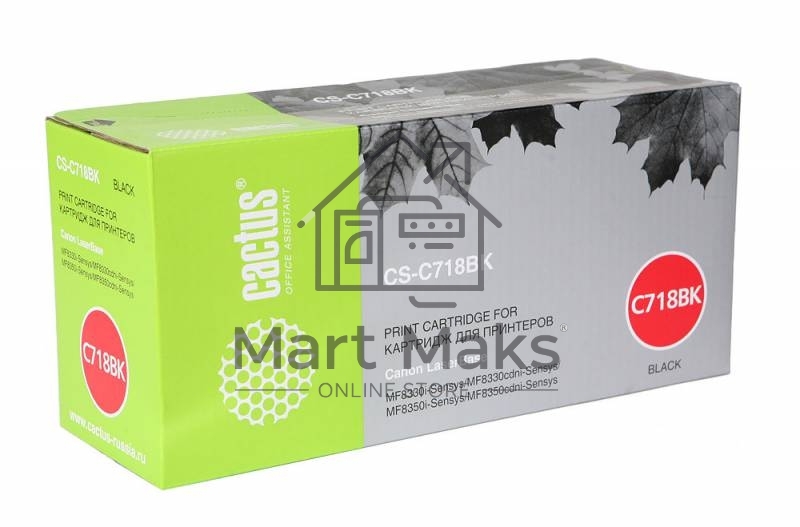 Картридж лазерный Cactus CS-C718BK черный (3400 стр.) для принтеров Canon i-Sensys MF8330/MF8340/MF8350/MF8360/MF8540/MF8580/LBP7200/7210/7660/7680