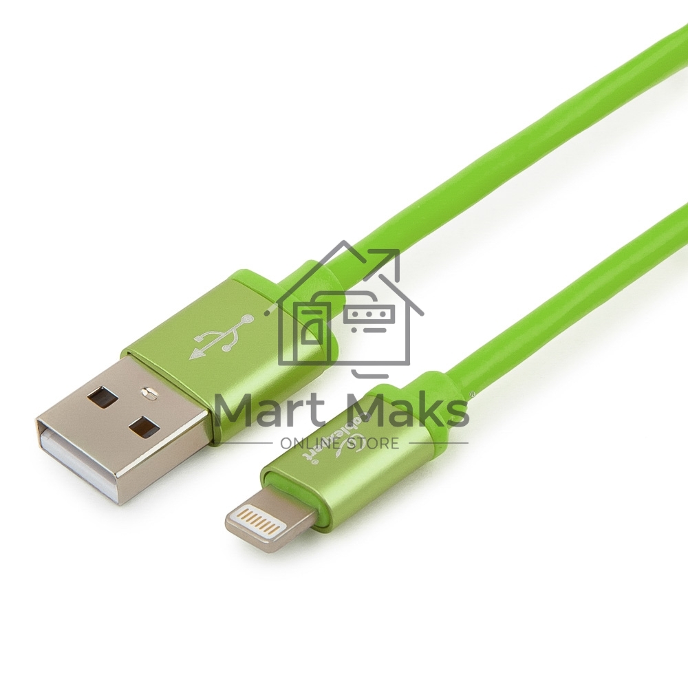 Кабель Cablexpert для Apple CC-S-APUSB01Gn-1M, AM/Lightning, серия Silver, длина 1м, зеленый, блистер 
