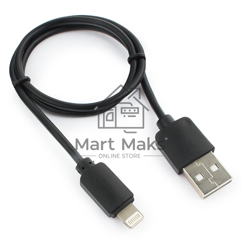 Кабель USB Гарнизон GCC-USB2-AP2-0.5M AM/Lightning, для iPhone5/6/7, IPod, IPad, 0.5м, черный, пакет