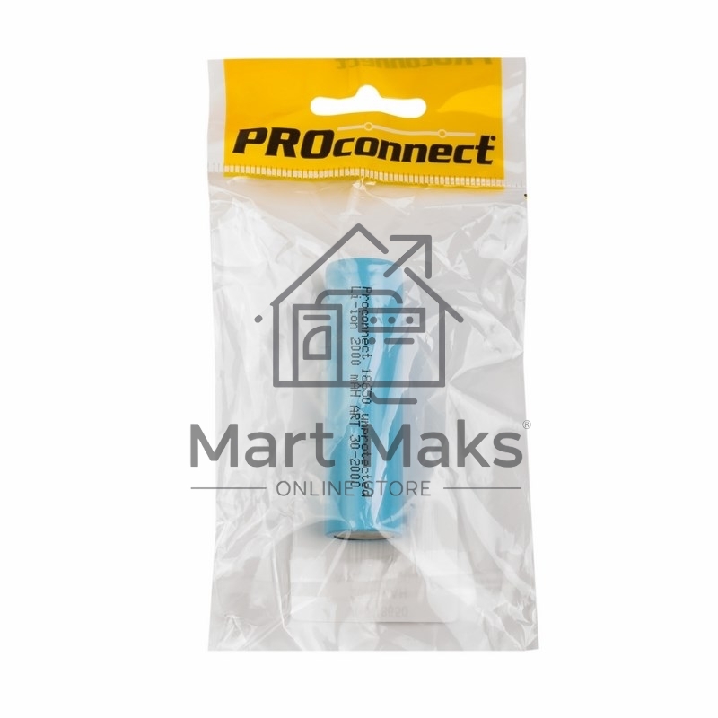 Аккумулятор 18650 unprotected Li-ion 2000 mAH индивидуальная упаковка PROconnect