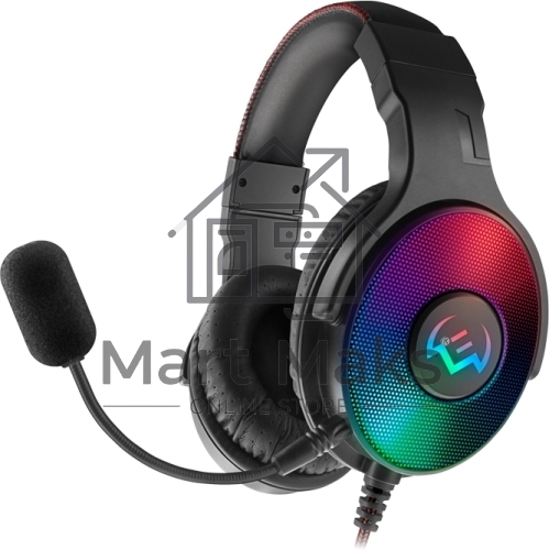 Игровые наушники SVEN AP-U1001MV с микрофоном черные (USB, LED, mini jack O 3,5 мм (4 pin), 50 мм, RGB подсветка)
