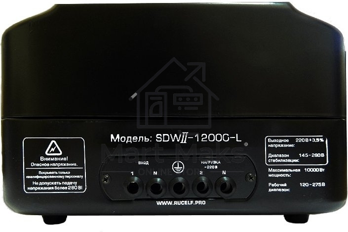 Стабилизатор напряжения Rucelf SDW.II-6000-L 6кВА однофазный черный (SDWII-6000-L)