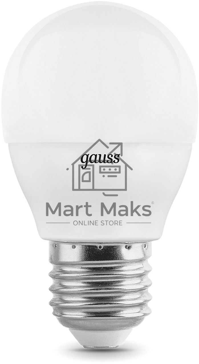Лампа светодиодная Gauss 7Вт цок.:E27 шар 220B 3000K св.свеч.бел.теп. (упак.:10шт) (105102107-D)
