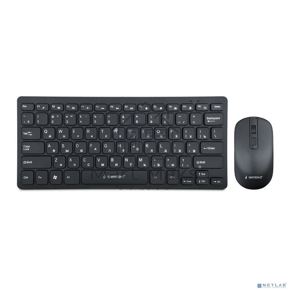 Комплект клавиатура+мышь беспроводные Gembird KBS-9100, 2.4ГГц, чёрн, 84кл, 1600 DPI, бат. в компл.