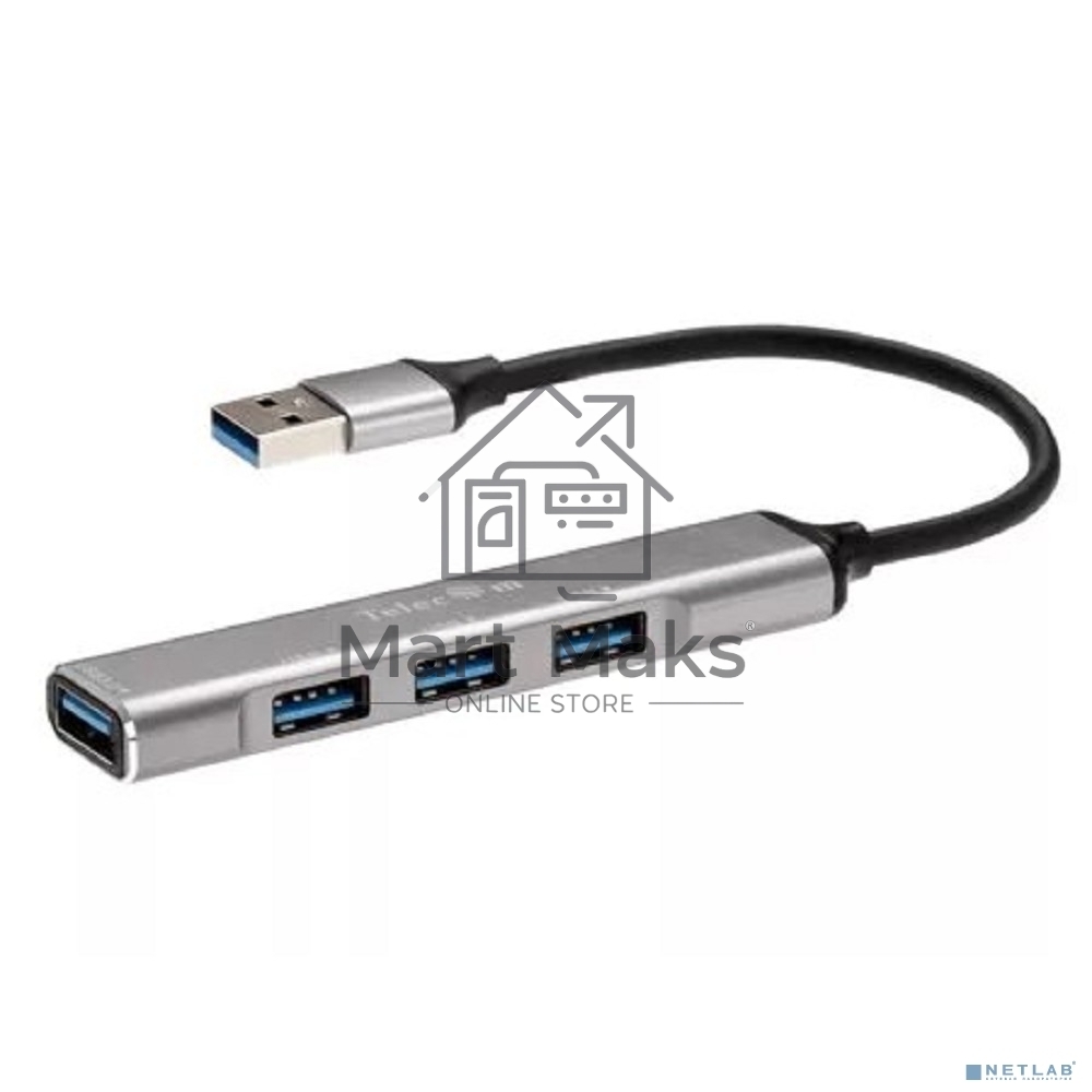 Переходник USB 3.0 -->USB3.0+3 USB2.0, Aluminum Shell, 0.2м Telecom <TA308U>