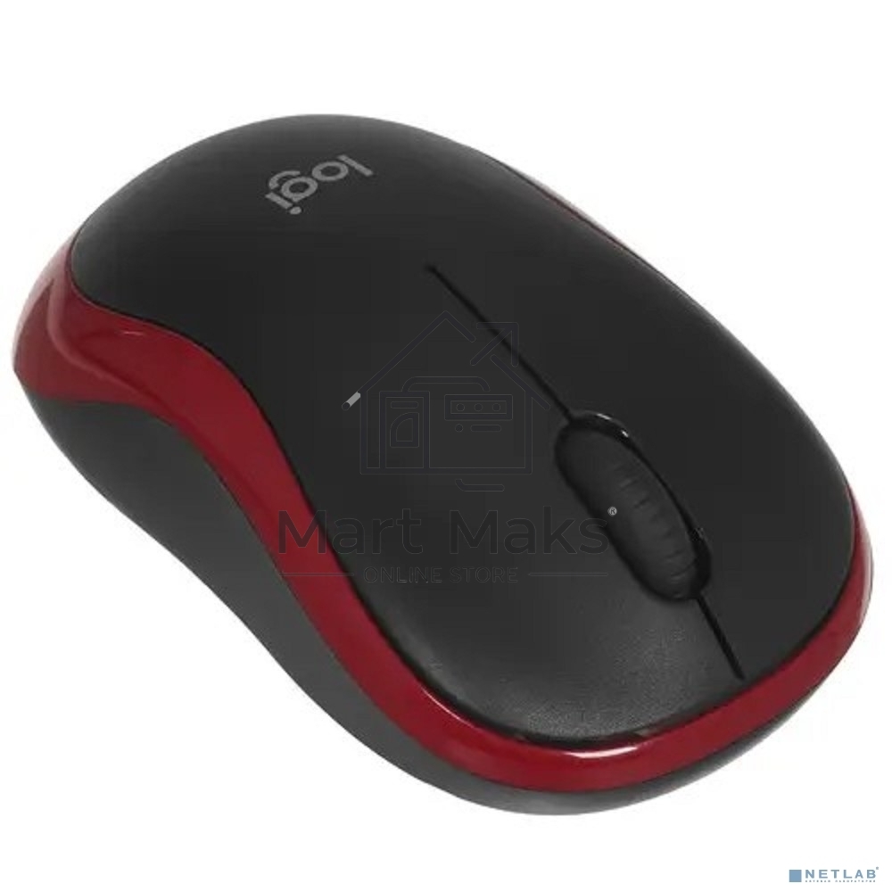 Мышь беспроводная Logitech M185, красный, 1000 dpi, радиоканал, USB, кнопки - 3