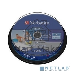 Диск BD-R Verbatim 25Gb 6x Cake Box (10шт) Printable Light Scribe (43804)
