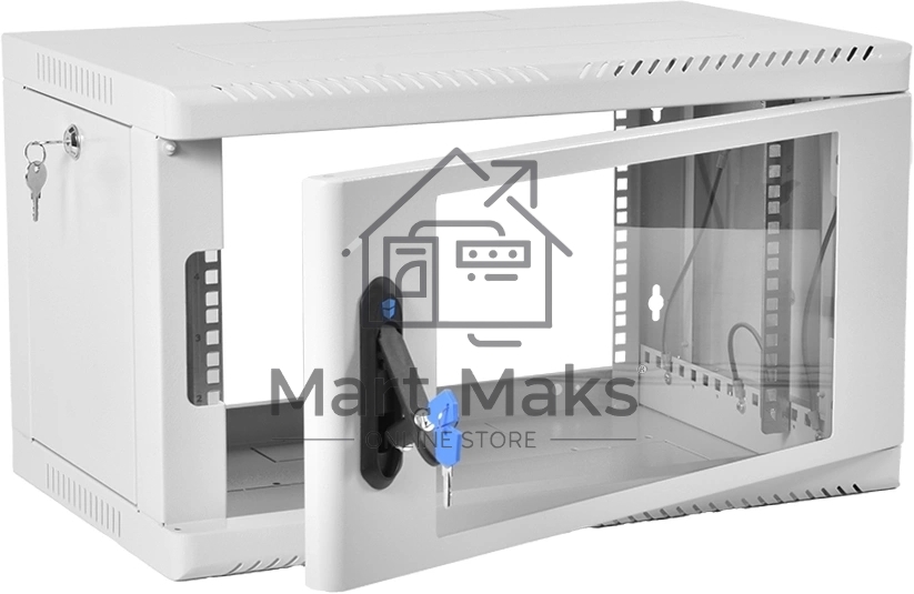 Шкаф коммутационный ЦМО (ШРН-6.350) настенный 6U 600x350мм пер.дв.стекл 200кг серый 300мм 180град.