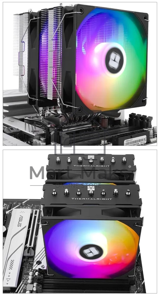 Кулер Thermalright Phantom Spirit 120 SE ARGB Soc-AM5/AM4/1151/1200/1700 черный 4-pin 25.6dB Al+Cu 765gr Ret (PS120-SE-ARGB)