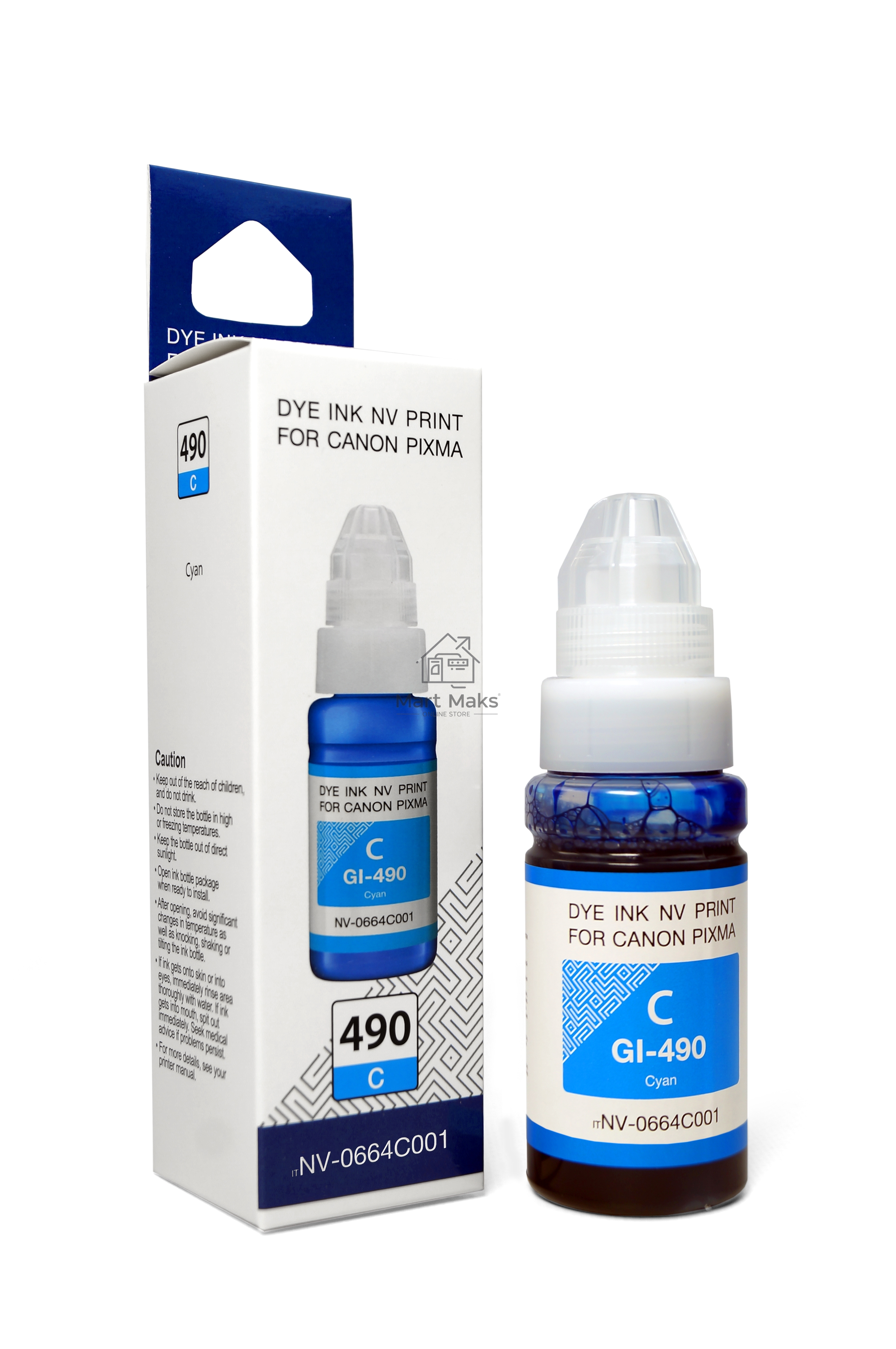 Чернила NVPrint GI-490C (NV-0664C001) для Canon Pixma G1400/G2400 (70 мл) Cyan (в коробке) совместимые