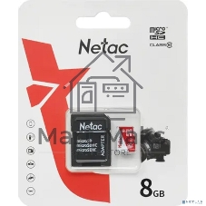 Флеш карта Netac P500 ECO MicroSDHC 8Gb C10 NT02P500ECO-008G-R,, адаптер в комплекте