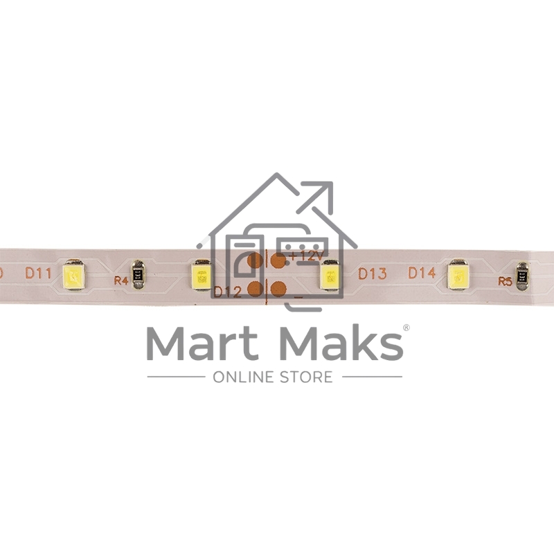 Лента LED открытая, 8 мм, IP23, SMD 2835, 60 LED/m, 12 V, цвет свечения белый