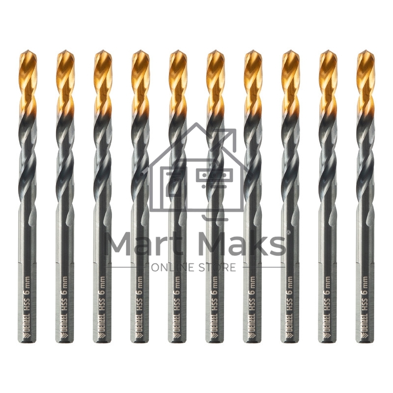 Сверло по металлу, 6 мм, HSS-Tin, Golden Tip, 10 шт. Denzel