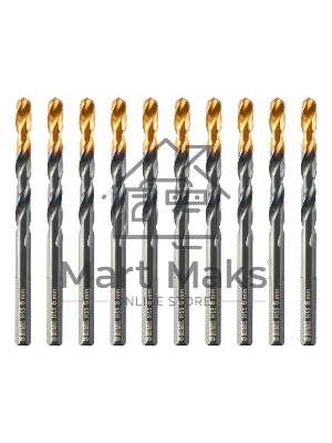 Сверло по металлу Denzel 6 мм, HSS-Tin, Golden Tip, 10 шт.