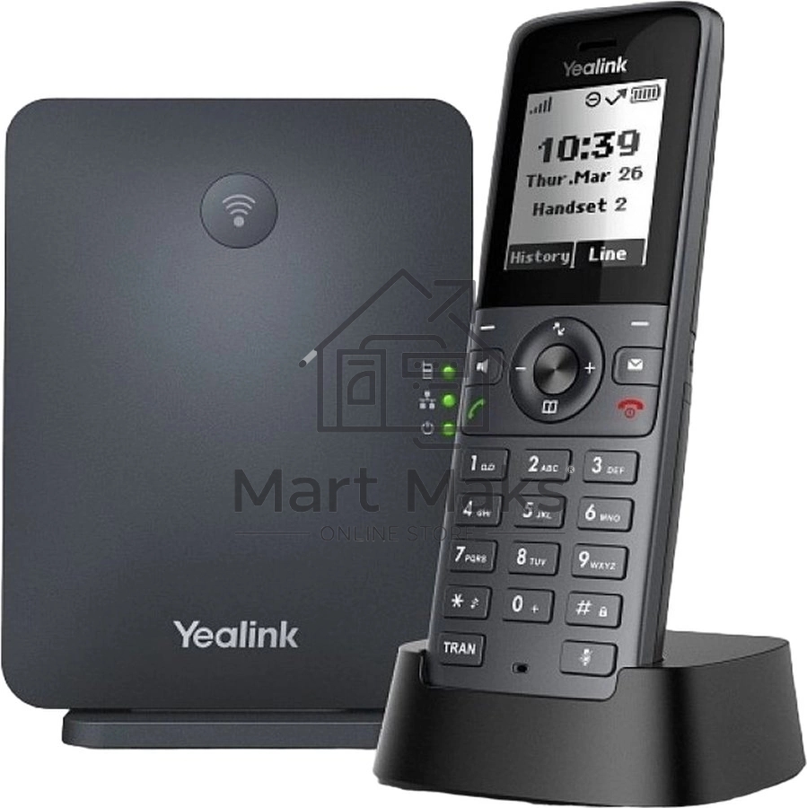 Беспроводная телефонная IP-DECT-система YEALINK W71P (база W70B+трубка W71H) до 10 SIP-аккаунтов, до 10 трубок на базу, до 20 вызовов, шт