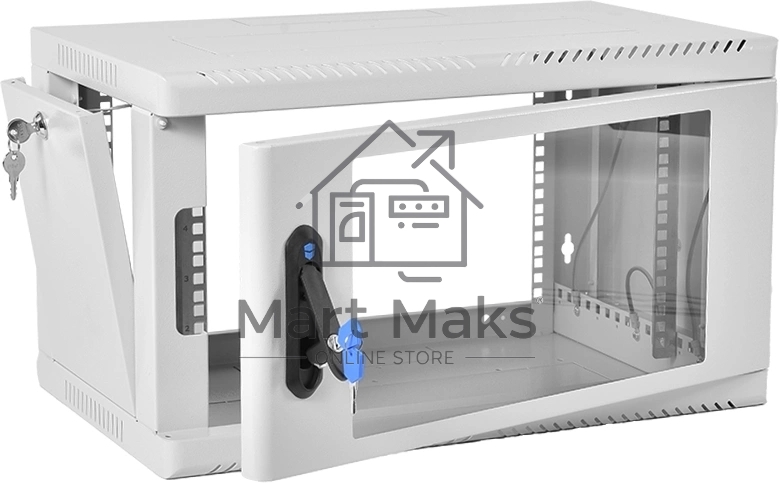 Шкаф коммутационный ЦМО (ШРН-6.350) настенный 6U 600x350мм пер.дв.стекл 200кг серый 300мм 180град.