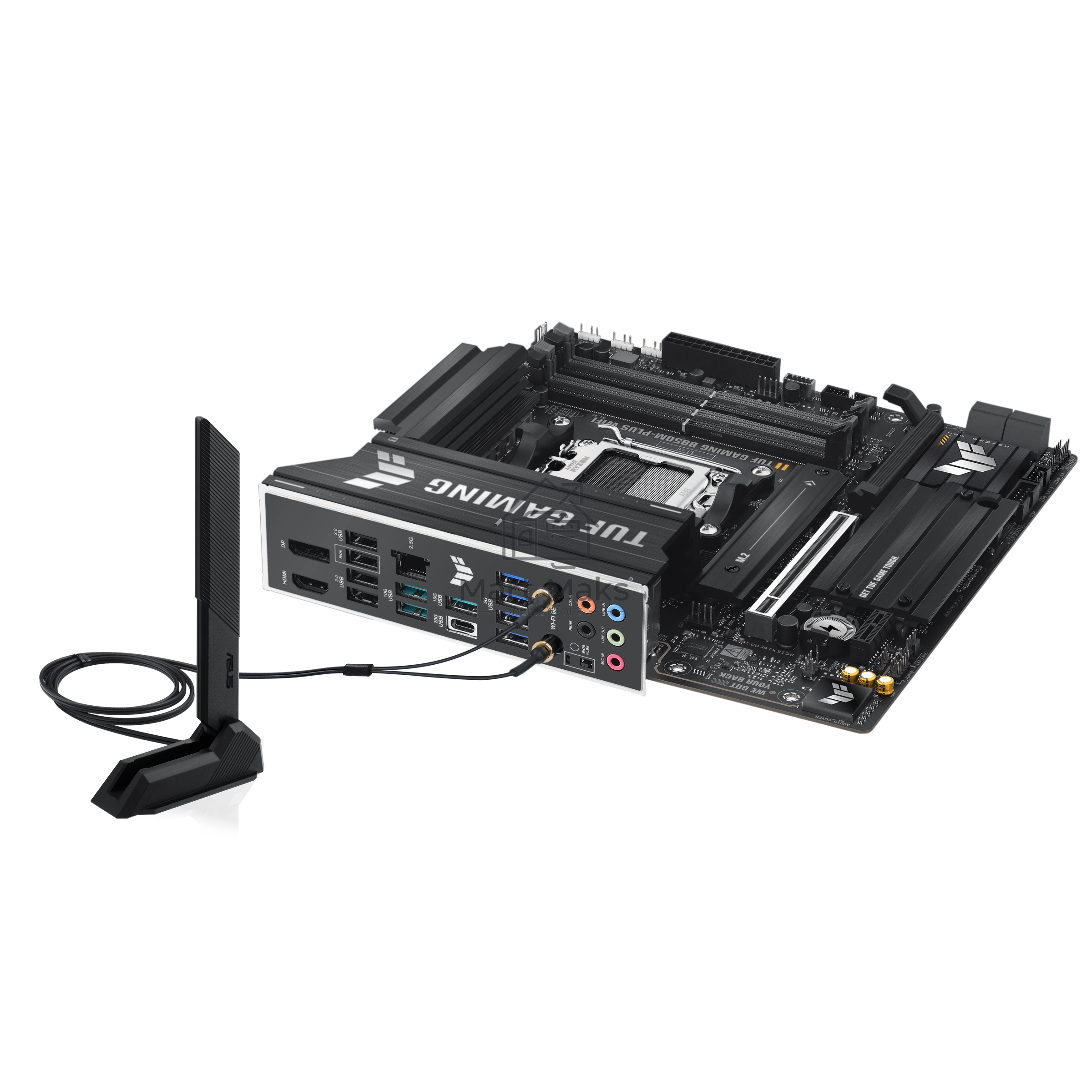 Материнская плата ASUS TUF GAMING B850M-PLUS WIFI, AM5, AMD B850, 4xDDR5, 4xSATA, 3xM.2, 1xPCIe 4.0 x16, 1xHDMI, 1xDP, 1x 2.5Gb LAN, 1xUSB-C 20Gbps, 3xUSB-A 10Gbps, 4xUSB-A 5Gbps, 4xUSB-A 2.0, 7.1, micro-ATX