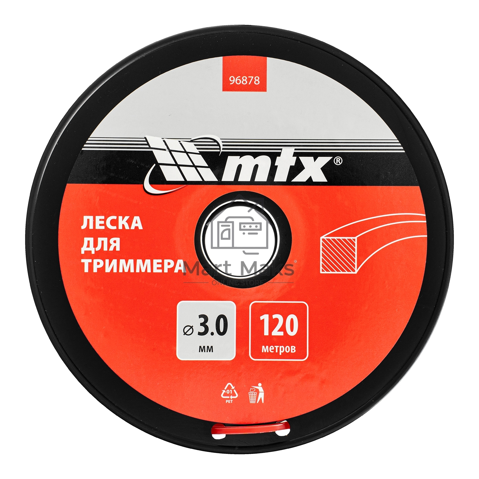 Леска для триммера квадрат 3,0 мм х 120 м, на катушке MTX