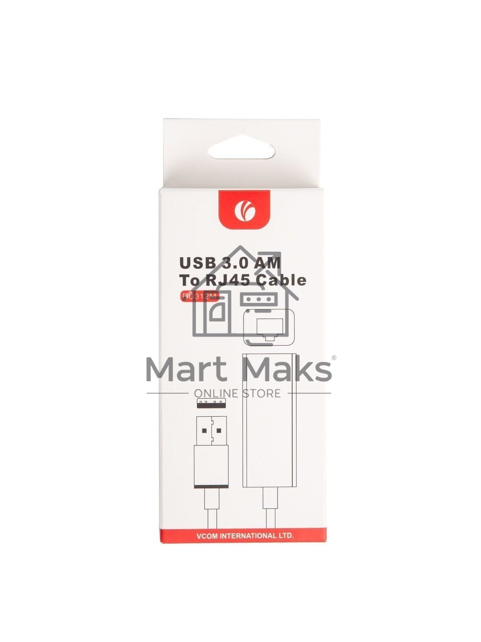 Кабель-переходник USB 3.0 (Am) --> LAN RJ-45 Ethernet 1000 Mbps, Aluminum Shell, VCOM <DU312M>