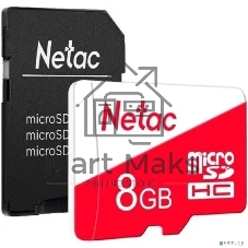 Флеш карта Netac P500 ECO MicroSDHC 8Gb C10 NT02P500ECO-008G-R,, адаптер в комплекте