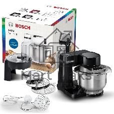 Кухонный комбайн Bosch MUMS2EB01, 700 Вт, 4 скорости, металл чаша 3,8 л, черный