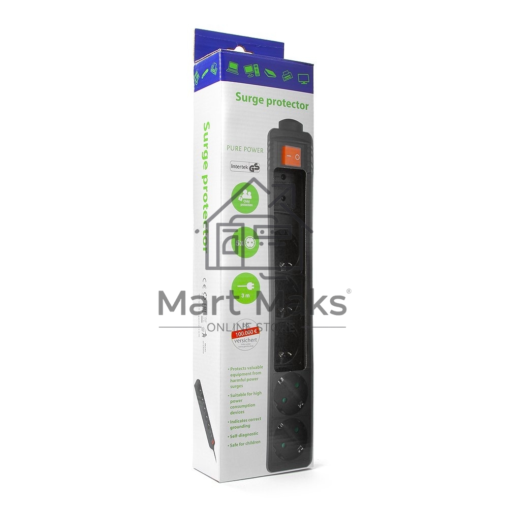 Сетевой фильтр Energenie Сетевой фильтр SPG5-C-10 3m. 16А. черный