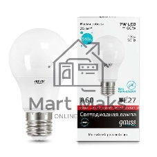 Лампа светодиодная Gauss LED Elementary A60 7W E27 540lm 4100K 1/10/100 0