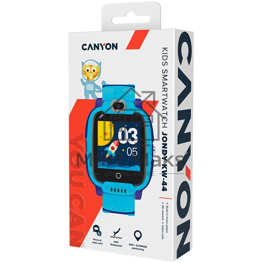 Смарт-часы CANYON Jondy KW-44, 1.44''IPS 240*240, ASR3603S, Nano SIM, 192+128MB+512MB TF Card синий