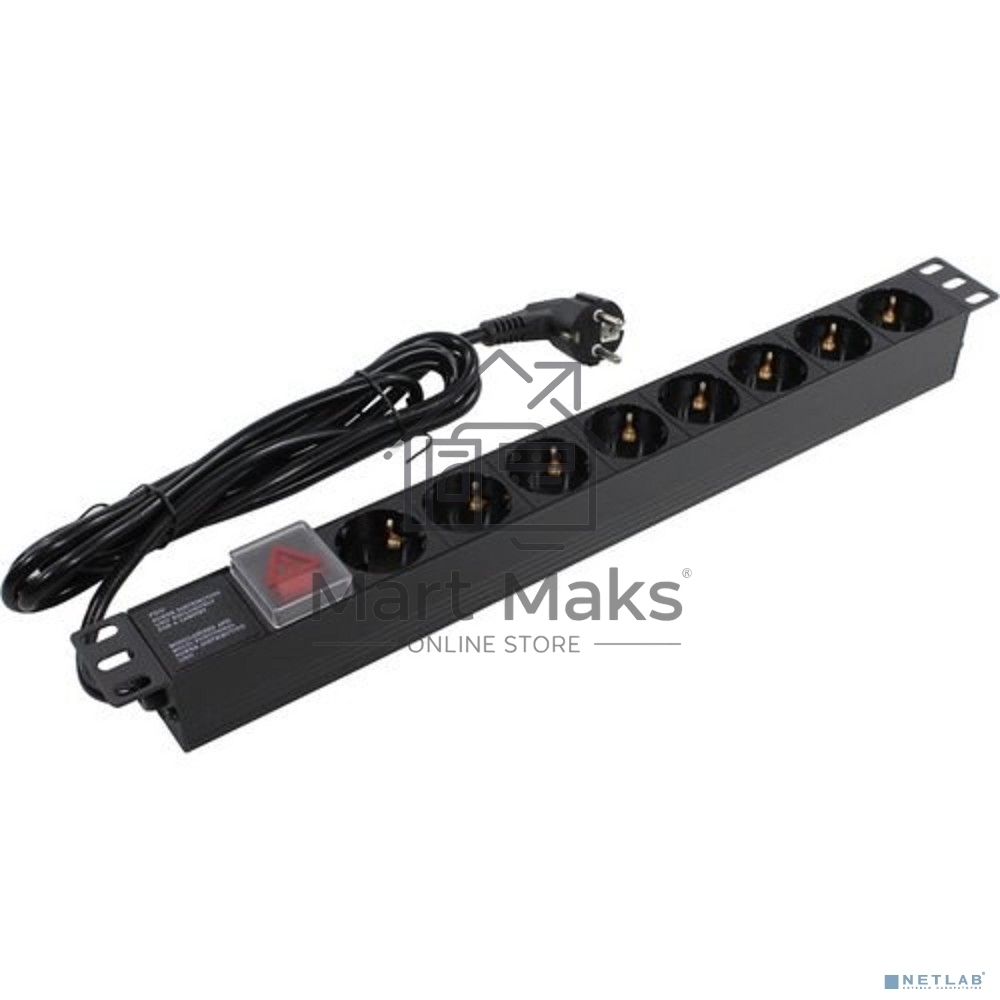 Блок розеток горизонтальный ExeGate ServerPro PDU-19H805 Al-8S-EU3-SW, 19