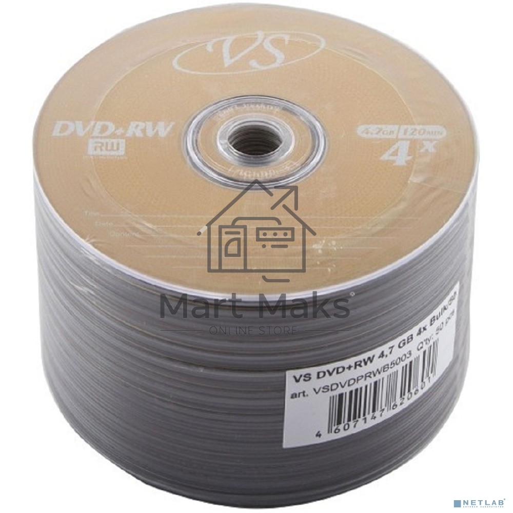 Диск DVD+RW VS 4.7 Gb, 4x, Bulk (50), (50/600).