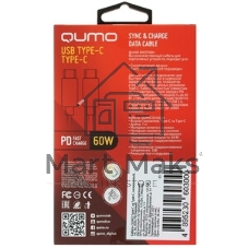 Кабель Qumo light series, USB-Type C, 1м, 5В, 1A, опл. PVC, кон. PVC, круглый, черный