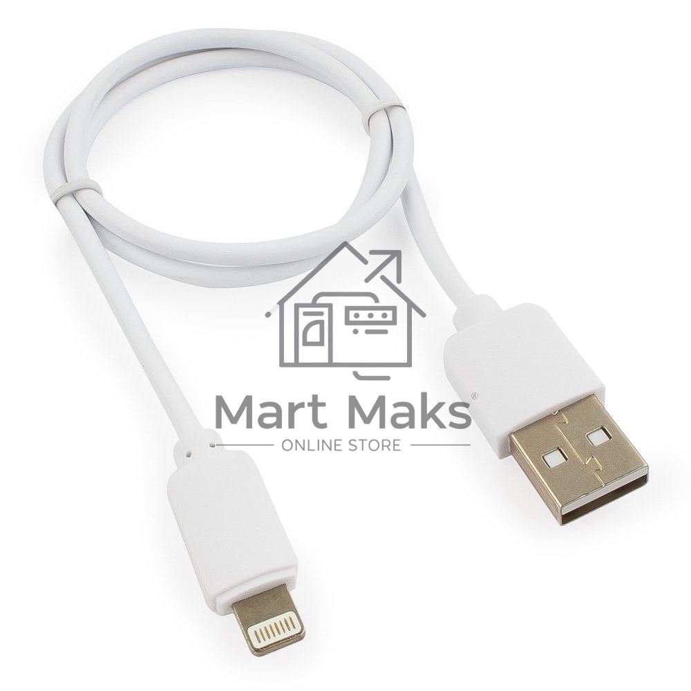 Кабель USB Гарнизон GCC-USB2-AP2-0.5M-W AM/Lightning, для iPhone5/6/7, IPod, IPad, 0.5м, белый, пакет
