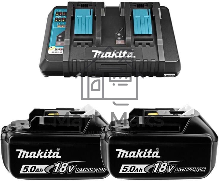 Аккумулятор+з\у Makita 191L75-3DC18RD-1шт+BL1850B-2шт,18В,5.0Ач,Li-ion,кор