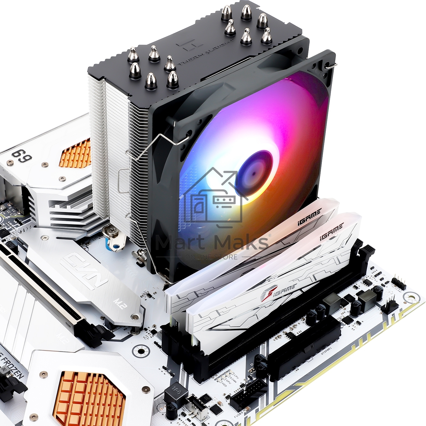 Кулер для процессора Thermalright Burst Assasin 120 ARGB (4-pin PWM, 154mm, Ni/CU, 6x6mm, ARGB, 1x120mm, 66.17CFM, 25.6dBA, 1550RPM, S: 1700, 1200, 115X, AM5, AM4)