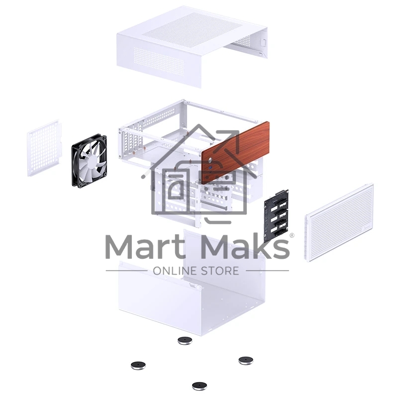 Корпус без блока питания JONSBO N4, Mini-Tower, 1x120mm, 1xUSB-A 3.0 + 1xUSB-C 3.2, SFX PSU Support, mATX, mITX White