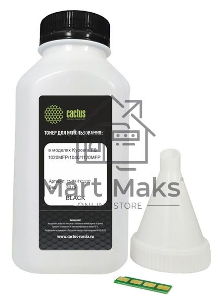 Тонер Cactus CS-RK-TK1110 черный флакон 80гр. (в компл.:чип) для принтера Kyocera FS-1020/1040/1120