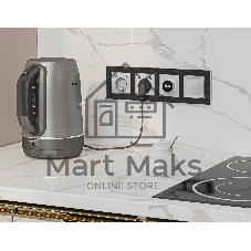 Комплект механизма электрической розетки 2USB С+C 20W с/з на винтовых зажимах 16A-250V ALFA Серебро глянец QUANT (AP4105, VM165) MA410510