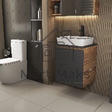 Тумба Bau Dream Blackwood 50 графит, раковина Hotel Black Rand 48х37, смеситель высокий, черный