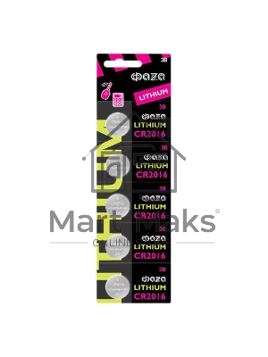 Элемент питания литиевый CR2016 BL-5 (уп.5шт) ФАZА 4895205003156, 3 В