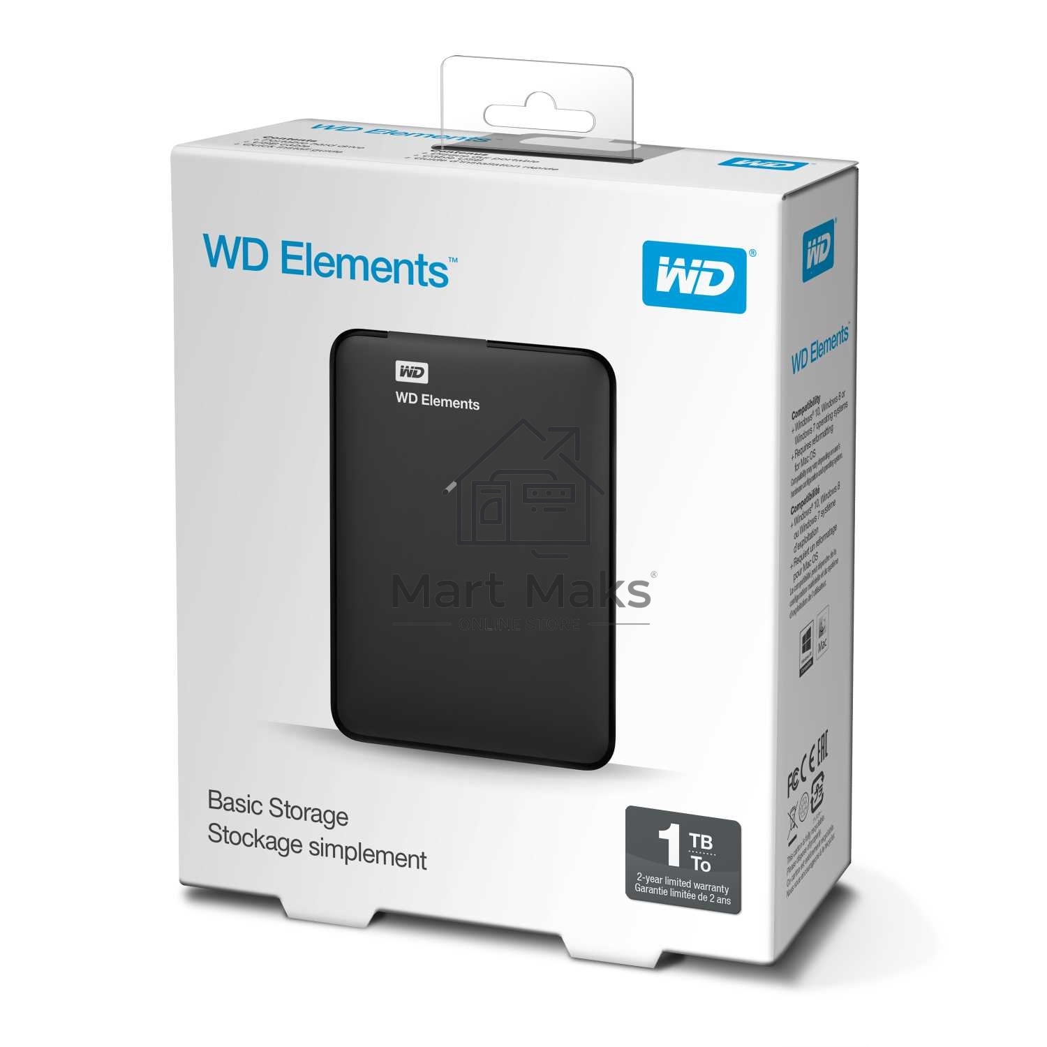 Внешний жесткий диск HDD WD 1Tb Original USB 3.0 WDBUZG0010BBK-WESN Elements Portable 2.5