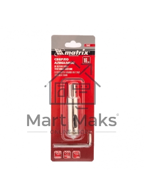 Сверло алмазное Matrix по керамограниту, 16 х 67 мм, 3-гранный хвостовик