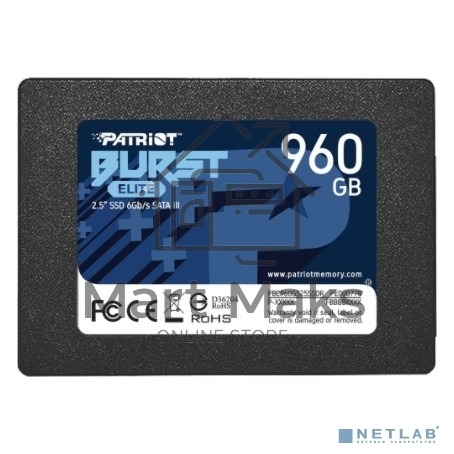 Накопитель SSD Patriot Burst Elite, 960GB, SATA, 2.5