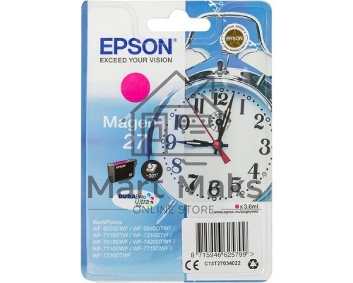 Картридж струйный Epson T2703 (C13T27034022/C13T27034020) пурпурный, 300 стр., для WF7110/7610/7620