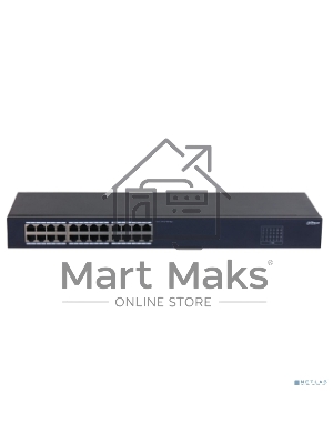 Коммутатор настраиваемый 24-портовый Dahua DH-SF1024 24xRJ45 100Mb, коммутация 4.8 Гбит/с, MAC-таблица 8К, металл