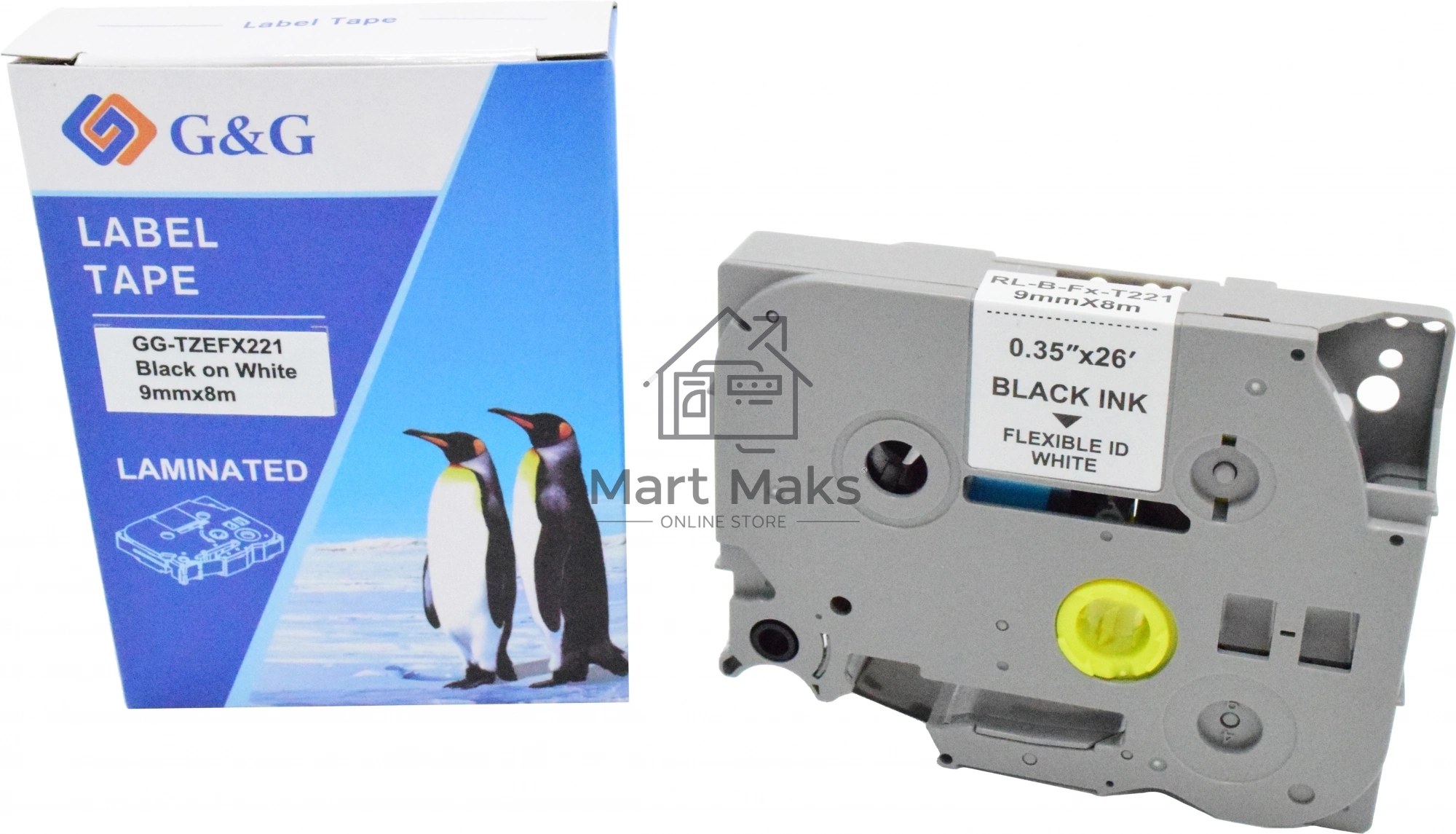 Картридж ленточный G&G GG-TZEFX221 черный на белом 9x8 для Brother 1010/1280/1280VP/2700VP