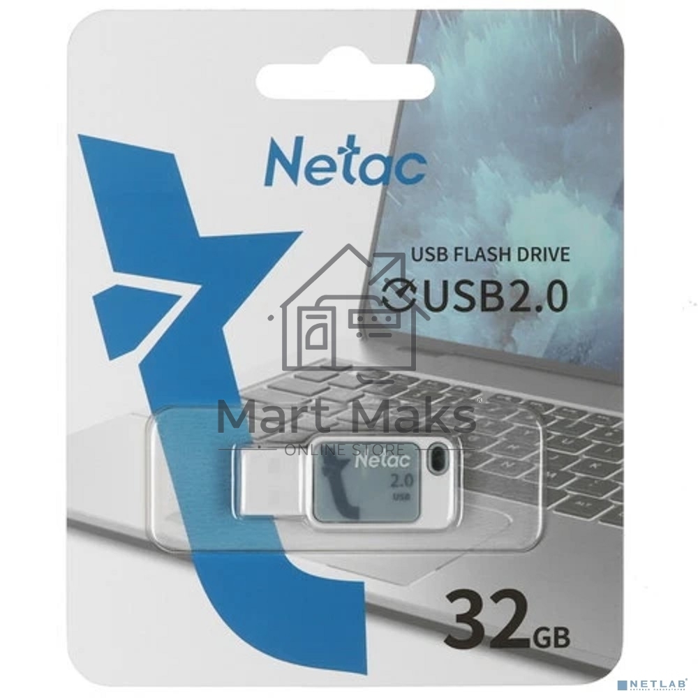 Флешка USB R/W R/W Netac UA31, 32Gb USB2.0, NT03UA31N-032G-20BL синий