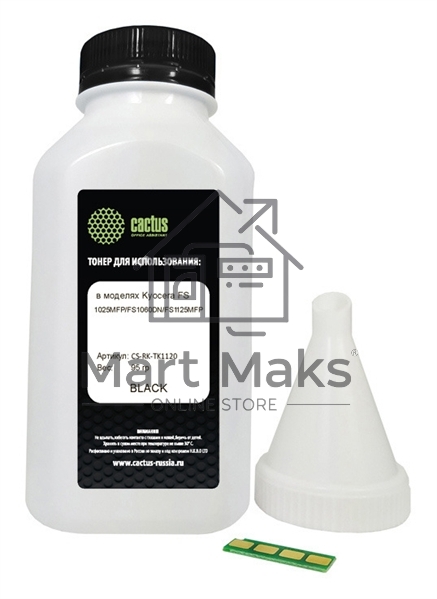 Тонер Cactus CS-RK-TK1120 черный флакон 95гр. (в компл.:чип) для принтера Kyocera FS-1025/1060/1125