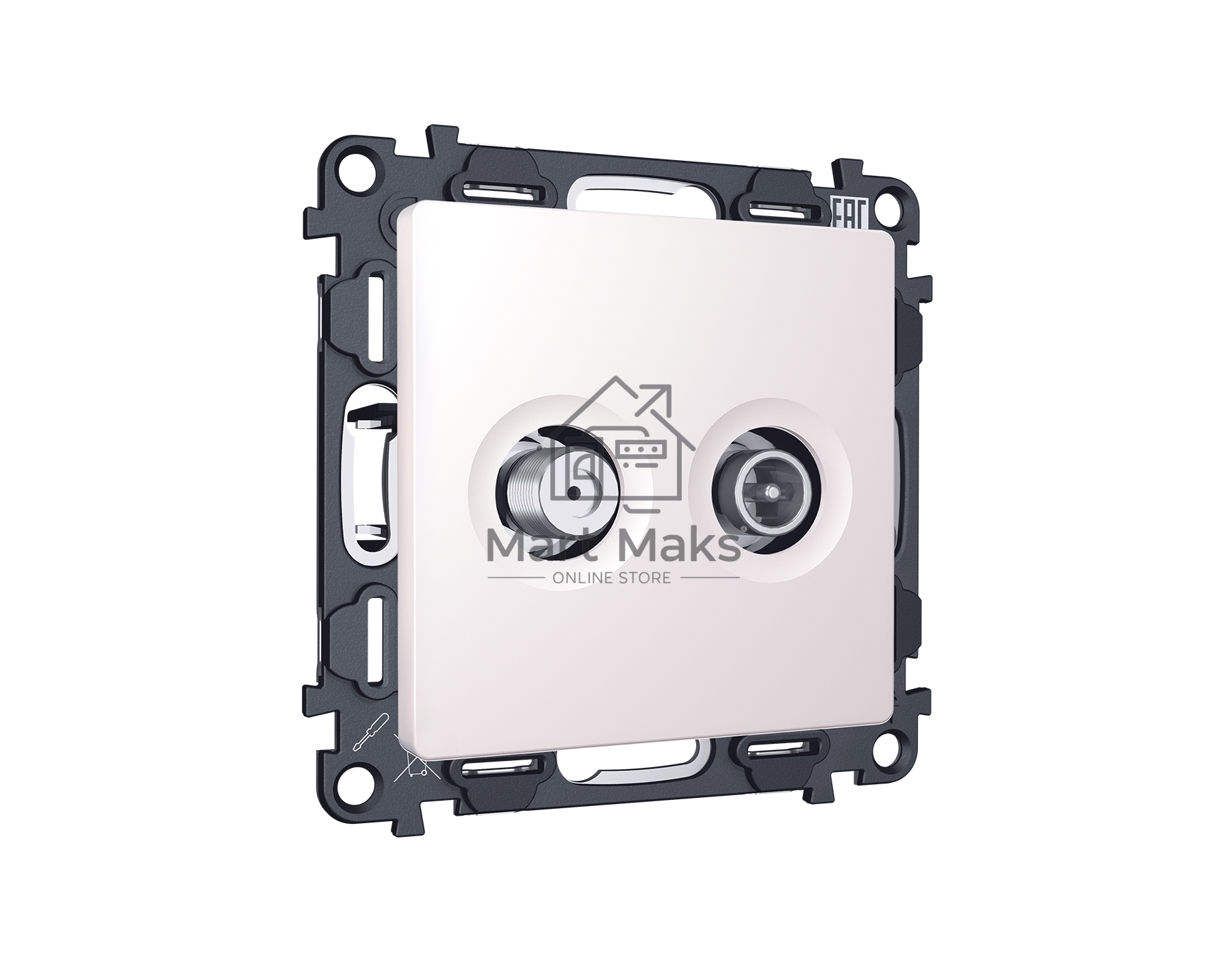 Комплект механизма розетки TV оконечной + SAT 5-862MHz 3.5dB/950-2150MHz 3.5dB ALFA Жемчуг QUANT (AP2133, VM217) MA213310